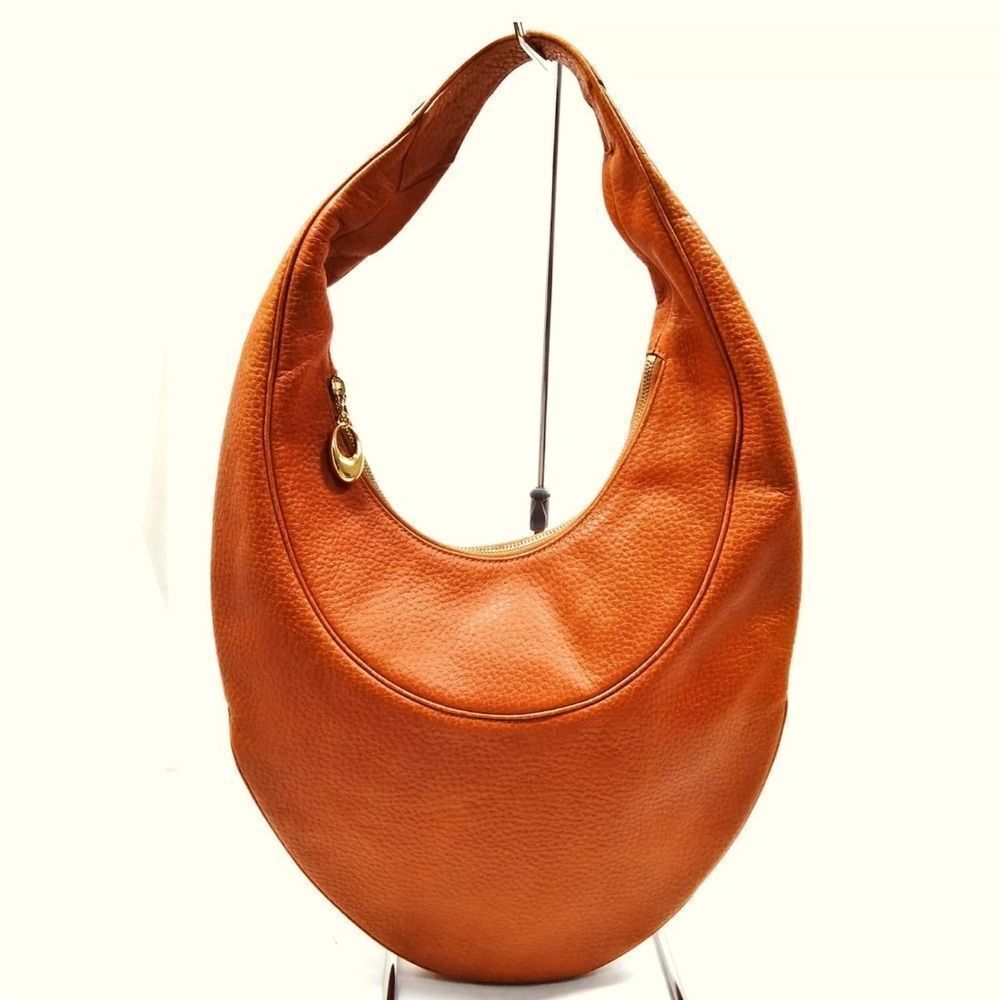 Auth BVLGARI Whiskey Brown Leather O Mania Hobo Bag